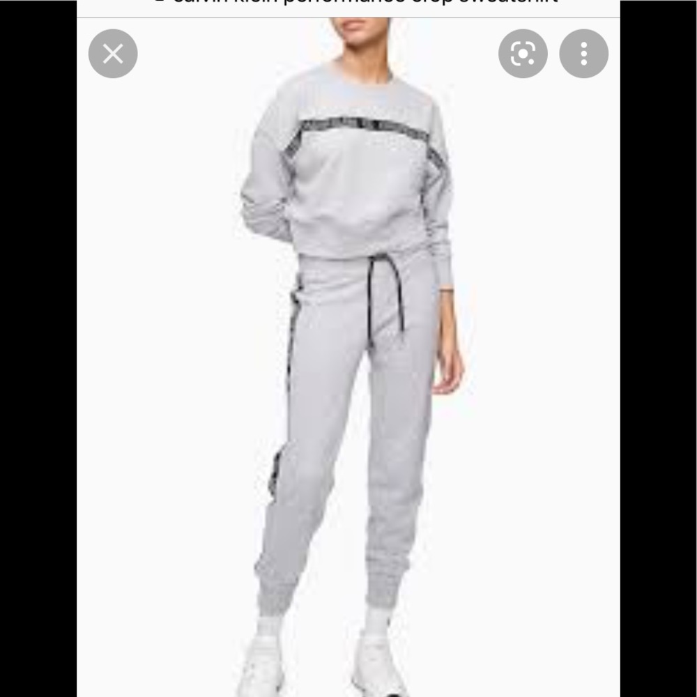 Calvin Klein performance taped logo heather grey crop sweatshirt S Active